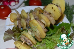 Рецепт Картофельный кебаб с салом и луком-пореем