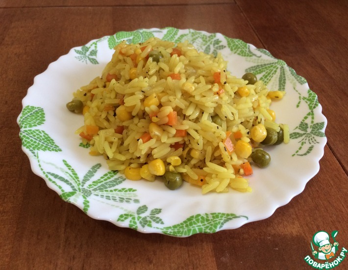 Рис с кукурузой морковью и луком