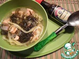 Рецепт Тайский суп с яичной лапшой и лососем