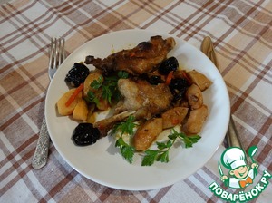 Рецепт Тушеное мясо нутрии с айвой и черносливом