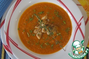 Рецепт Суп из печеных овощей с жареной рыбой