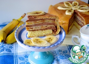 Рецепт Блинный торт с бананами и шоколадным муссом