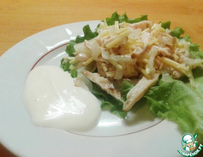 Рецепт: Салат из копченой курицы с дыней