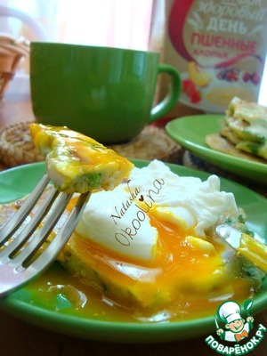 Рецепт Пшённые блины с припёком и с яйцом-пашот. Завтрак