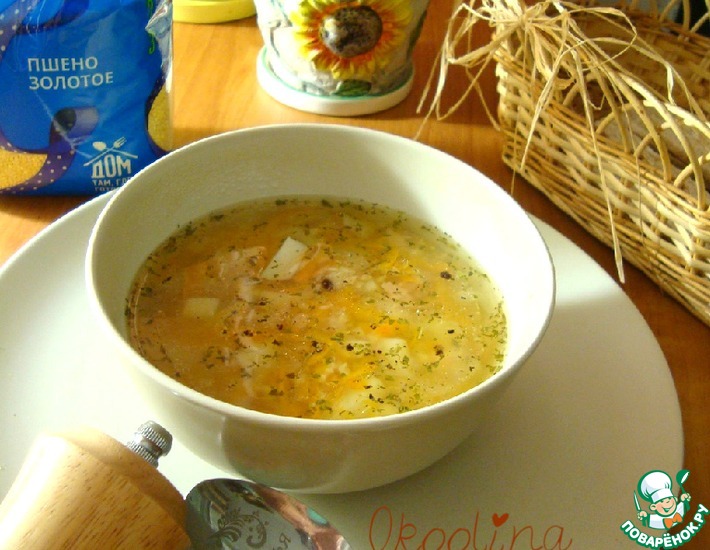 Рецепт: Пшённый суп с консервированным тунцом