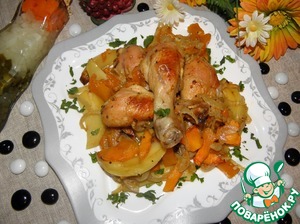 Рецепт Курица, запеченная с тыквой и картофелем