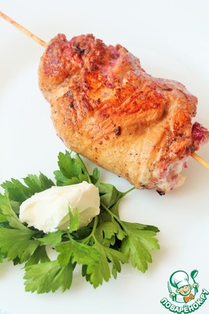 Рецепт Куриное филе с брусникой и творожным сыром