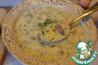 Рецепт: Румынский укропный суп с фрикадельками
