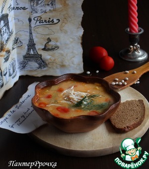 Рецепт Фасолевый суп с баклажаном и помидором