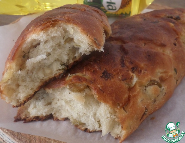 Рецепт: Хлеб с оливками и зеленью