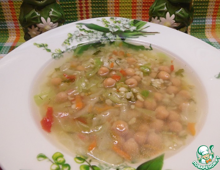 Рецепт: Суп с капустой, нутом и булгуром