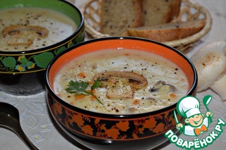 Рецепт: Сливочный пшенный суп с грибами
