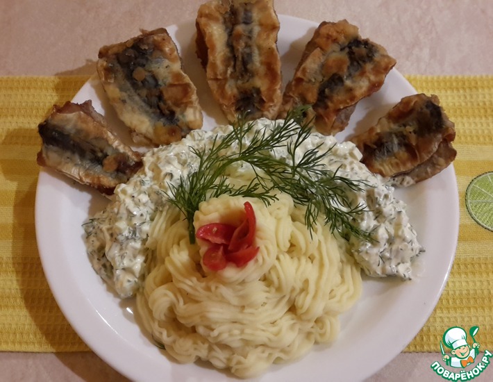 Рецепт: Шницели из салаки с салатом а-ля тар-тар