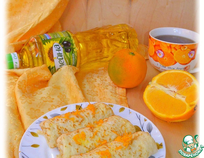 Рецепт: Блины с творожно-апельсиновой начинкой
