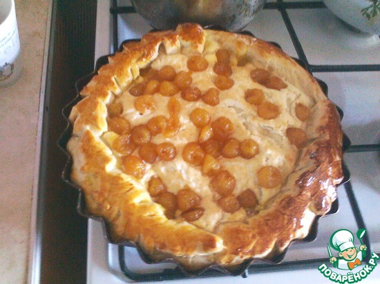 пирог с творогом и черешней