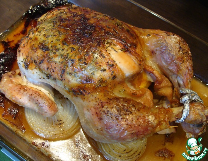 Рецепт: Запечённая курица с маслом и розмарином
