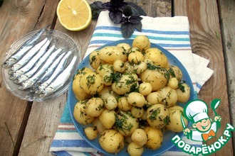 Рецепт: Молодой картофель с лимонно-зеленым маслом