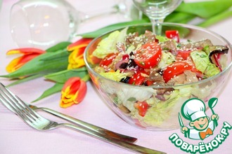 Рецепт: Овощной салат с индейкой Мозаика