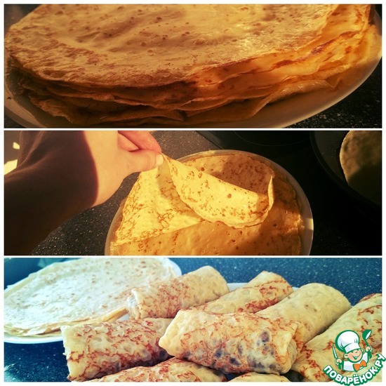 Блины по рецепту JeSeki, ссылка https://www.povarenok.ru/recipes/show/122438/