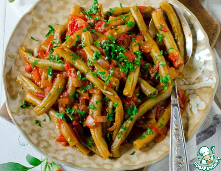 Рецепт: Стручковая фасоль с томатами по-ливански
