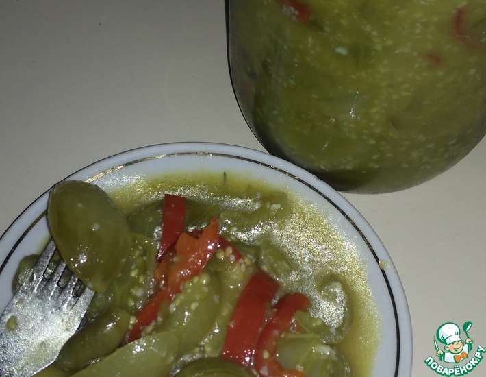 Рецепт: Салат из зеленых помидоров Пикантный