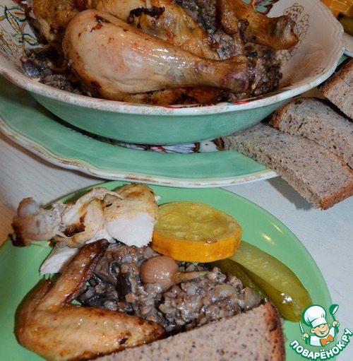Рецепт Курица с белыми грибами и гречкой