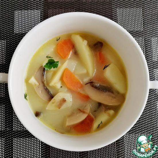 Сырный суп с грибами