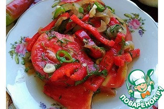 Рецепт: Маринованные помидоры дольками Острые