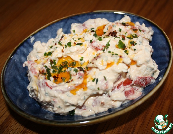 Рецепт: Салат из печеных перцев и брынзы