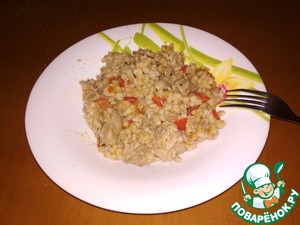 Barley with meat in a slow cooker