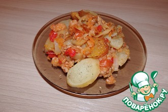 Рецепт: Картофельная запеканка с рисом и капустой
