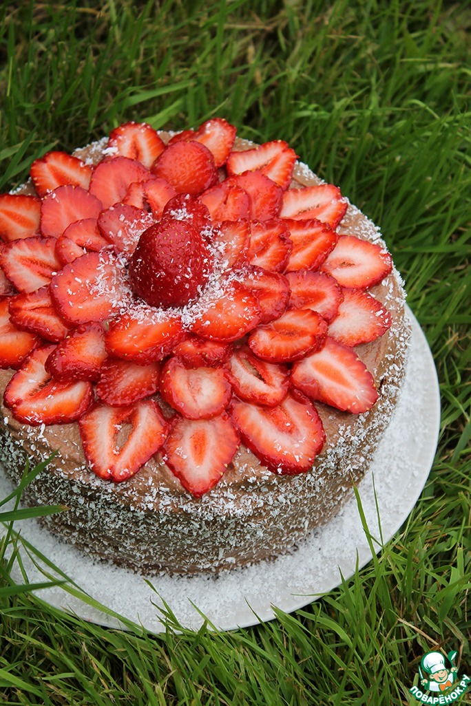 Трюфельный торт с клубникой и бананом кулинарный рецепт