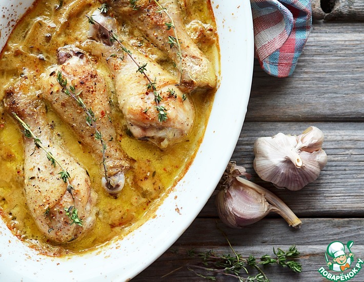 Рецепт: Курица в горчичном соусе