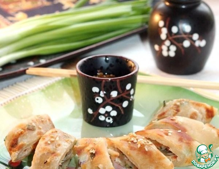 Рецепт: Корейские постные лепёшки с острым соусом