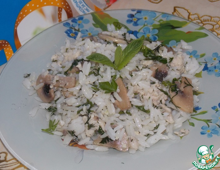 Рецепт: Рис с грибами и фаршем Дачный