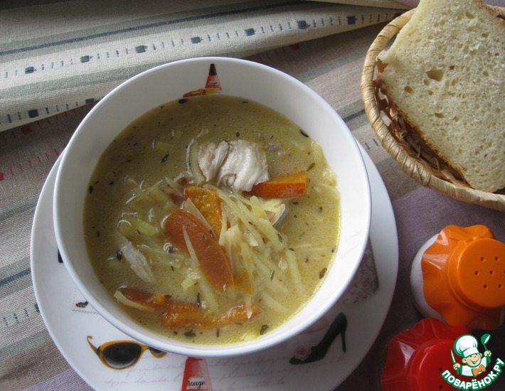 Рецепт: Картофельный суп с запеченной тыквой