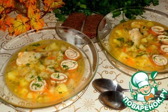 Рецепт: Куриный суп с омлетом и овощами