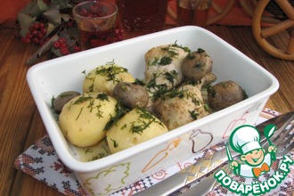 Рецепт: Курица с шампиньонами и картофелем