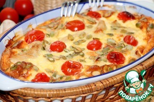 Омлет с грибами и курицей