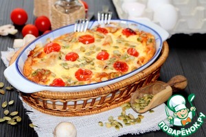 Омлет с грибами и курицей