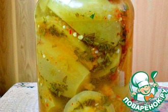 Рецепт: Острые зелёные помидоры на зиму