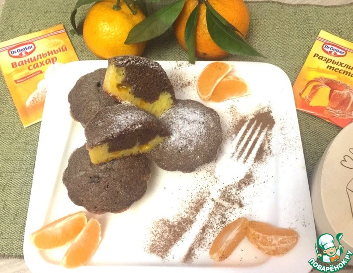 Рецепт: Шоколадно-мандариновые кексы