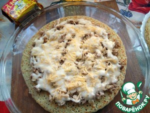 Блинный пирог с мясом рецепт с фото