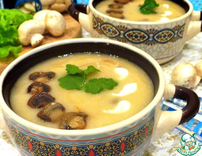 Как приготовить Грибной суп пюре из шампиньонов со сливками просто рецепт пошаговый
