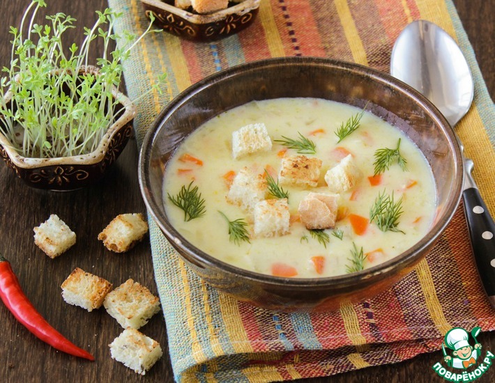 Рецепт: Суп с плавленым сырком и карри