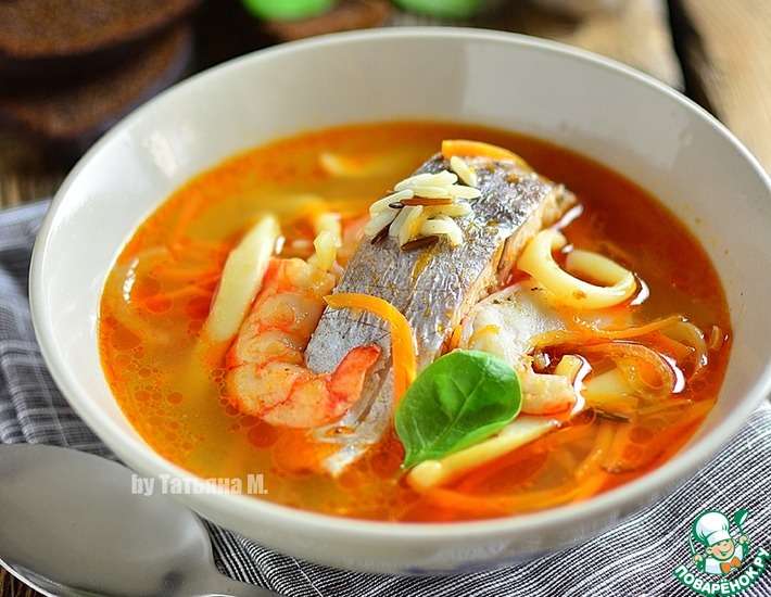 Рецепт: Рыбный суп с морепродуктами