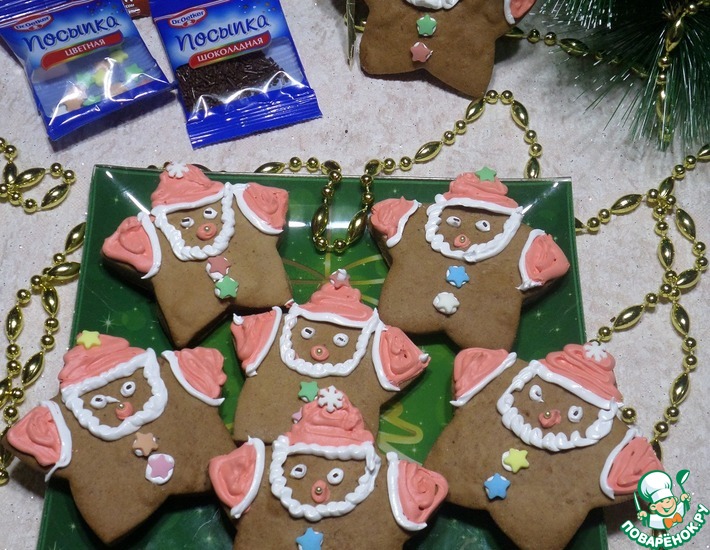 Рецепт: Пряное шоколадное печенье Деды Морозы