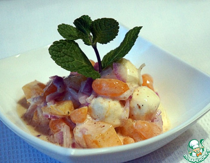 Рецепт: Салат с мандаринами и хурмой