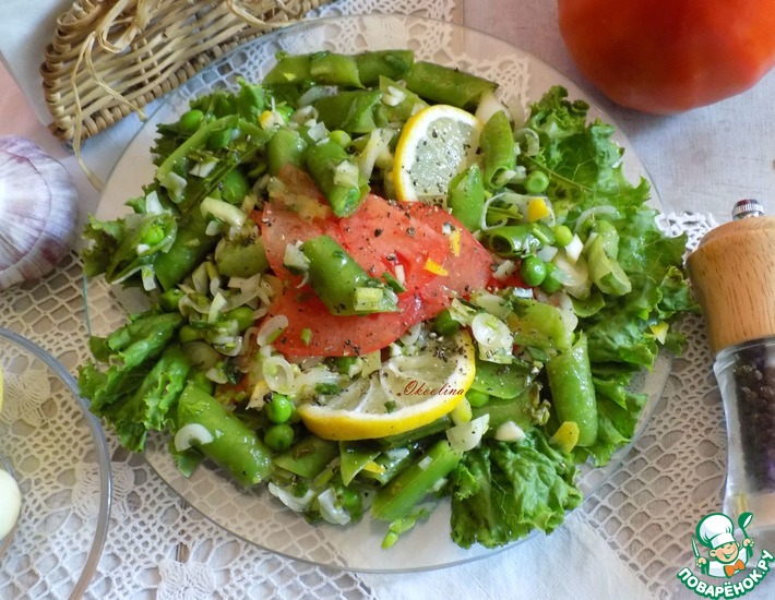 рецепт: салат со стручковым зелёным горошком