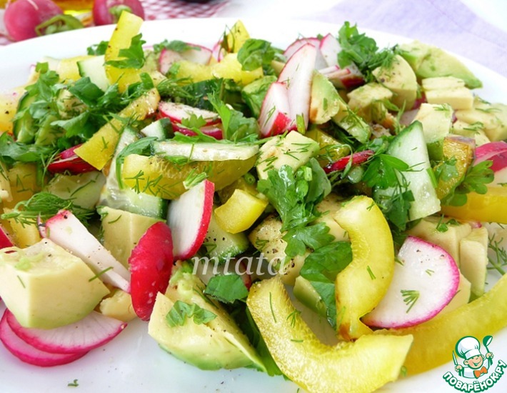 Рецепт: Салат из авокадо с редисом